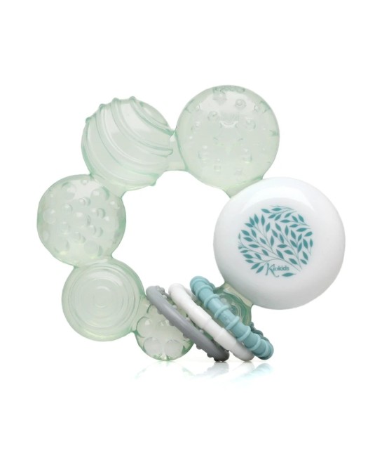 Mordedor de frío Kiokids con anillas verdes y disco blanco