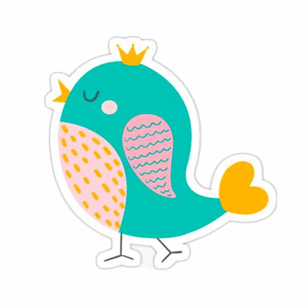 Ilustración de pajarito turquesa con corona